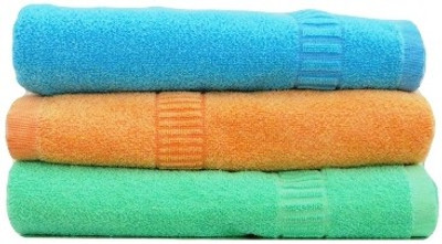 

D R RETAIL Cotton Bath Towel(Pack of 3, Light Blue, Gold, Green), Mult colour