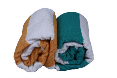 

NKP Cotton 325 GSM Bath Towel Set(Pack of 2, Dark Green, Orange)