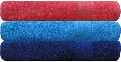 

Akin Cotton 450 GSM Bath Towel(Pack of 3, Peach, Blue, Blue), Blue;peach