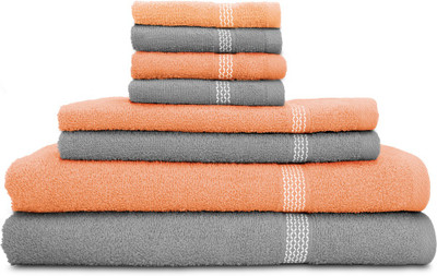 

Swiss Republic Cotton Bath, Hand & Face Towel Set(Pack of 8, Grey, Peach), Light grey;light pink