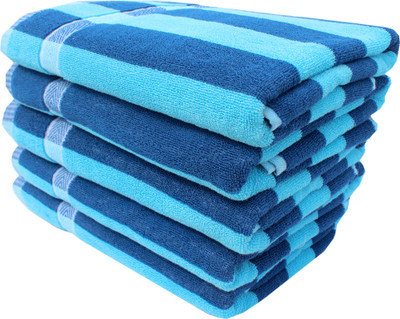 Mandhania Cotton Set of Towels(Pack of 5, Blue)