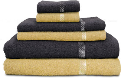 Swiss Republic Cotton Bath, Hand & Face Towel Set(Pack of 6, Brown, Grey), Dark grey;light brown