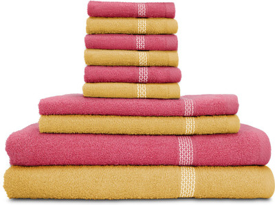 

Swiss Republic Cotton Bath, Hand & Face Towel Set(Pack of 10, Beige, Pink), Dark pink;light brown