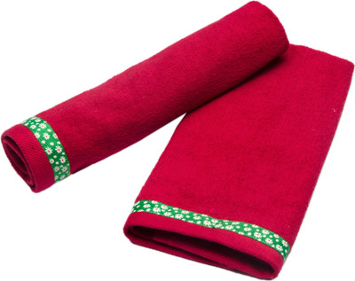 

HomeStrap Cotton 550 GSM Hand Towel Set(Pack of 2, Red)