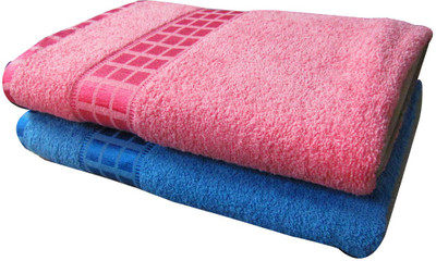 

YNA Cotton GSM Bath Towel Set(Pack of 2, Pink, Blue), Blue;pink
