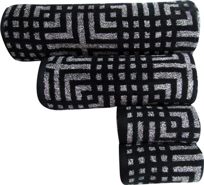 

Bombay Dyeing Cotton Bath & Hand Towel Set(Pack of 4, Black)