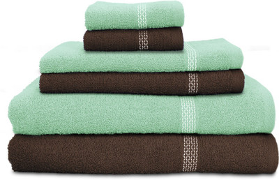 

Swiss Republic Cotton Bath, Hand & Face Towel Set(Pack of 6, Brown, Light Green), Dark brown;light green