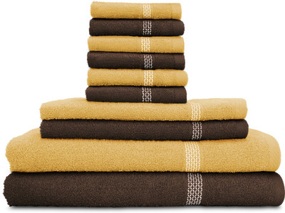 

Swiss Republic Cotton Bath, Hand & Face Towel Set(Pack of 10, Brown, Beige), Dark brown;light brown