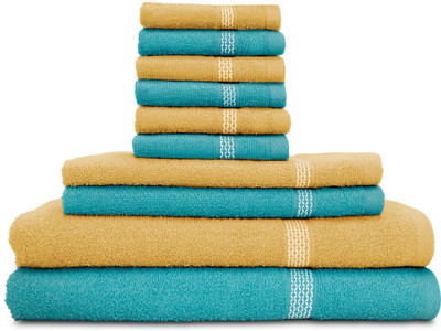 

Swiss Republic Cotton Bath, Hand & Face Towel Set(Pack of 10, Light Blue, Beige), Light blue;light brown