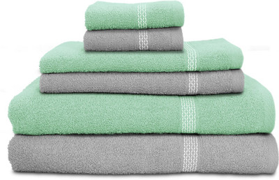 

Swiss Republic Cotton Bath, Hand & Face Towel Set(Pack of 6, Grey, Light Green), Light green;light grey