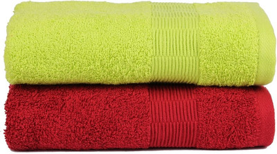

Casa Copenhagen Cotton 450 GSM Bath Towel(Pack of 2, Multicolor), Green;red