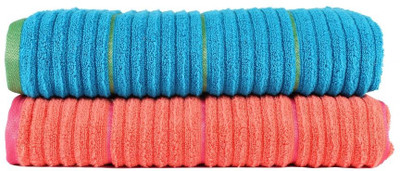 

Casa Copenhagen GSM Bath Towel Set(Pack of 2, Orange, Blue), Blue;orange