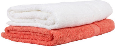 

Earth Ro System Cotton GSM Bath Towel Set(Pack of 2, White), Red;white