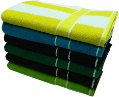 

Paramorasi Cotton 550 GSM Bath Towel(Pack of 6, Yellow, Blue, Dark Blue, Green, Dark Green, Black), Multicolor