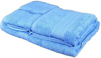 Bombay Dyeing Cotton Towel Set(Pack of 4, Blue) Bombay Dyeing Cotton Towel Set(Pack of 4, Blue)