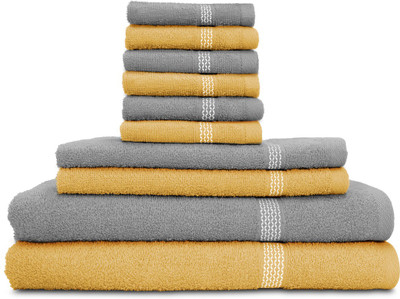 

Swiss Republic Cotton Bath, Hand & Face Towel Set(Pack of 10, Beige, Grey), Light brown;light grey