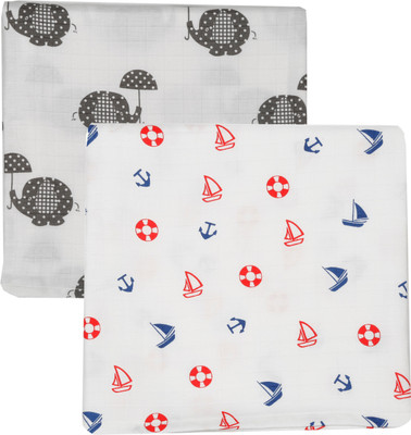 

Brother Baby Cotton, Woven 140 GSM Bath, Face Towel Set(White), Aop