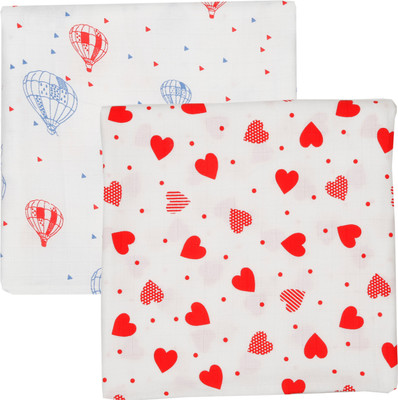 

Brother Baby Cotton, Woven Baby Towel(Pack of 2, White), Cherry red with light blue;white
