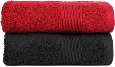 

Casa Copenhagen Cotton 450 GSM Bath Towel(Pack of 2, Multicolor), Black;red