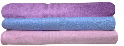 

India Furnish Cotton 450 GSM Bath Towel(Pack of 3, Purple, Blue, Pink), Baby pink;purple;sky blue