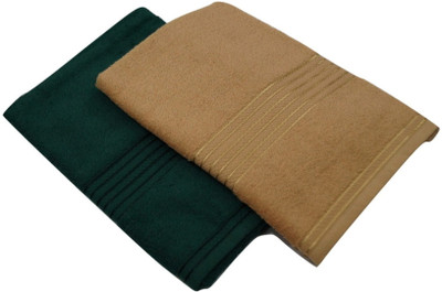 

Snuggle Cotton 500 GSM Bath Towel Set(Pack of 2, Dark Green, Beige), Beige;dark green