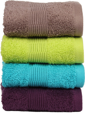 

Casa Copenhagen Cotton 450 GSM Hand Towel(Pack of 4, Multicolor), Brown;green;purple