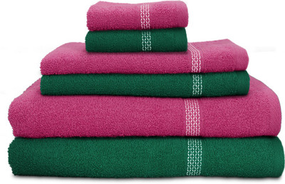

Swiss Republic Cotton Bath, Hand & Face Towel Set(Pack of 6, Dark Green, Pink), Dark green;dark pink