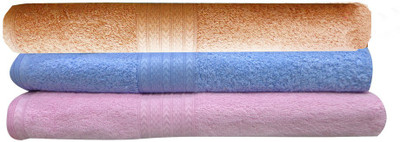 

India Furnish Cotton 450 GSM Bath Towel Set(Pack of 3, Pink, Blue, Peach), Baby pink;peach;sky blue