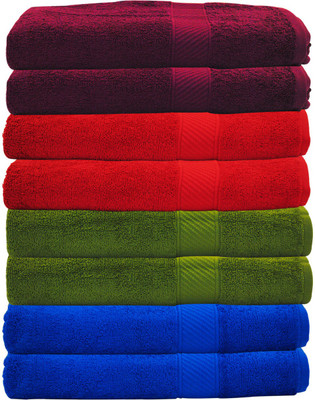 

Trident Cotton 400 GSM Bath Towel Set(Pack of 8, Multicolor)