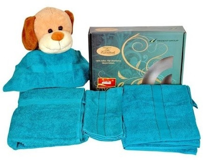 

Trident Cotton GSM Bath Towel Set(Pack of 4, Light Blue)