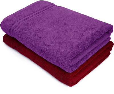 

Swiss Republic Cotton 480 GSM Bath Towel(Pack of 2, Red, Purple), Purple;red