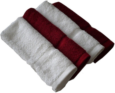 

Snuggle Cotton GSM Hand Towel(Pack of 4, White, Maroon), Maroon;white