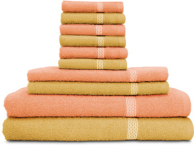 

Swiss Republic Cotton Bath, Hand & Face Towel Set(Pack of 10, Beige, Peach), Light brown;light pink