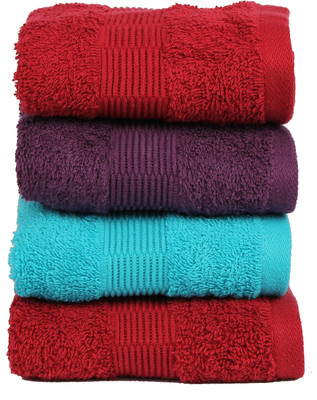 

Casa Copenhagen Cotton 450 GSM Hand Towel(Pack of 4, Multicolor), Blue;purple;red