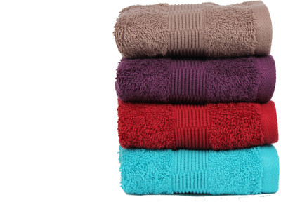 

Casa Copenhagen Cotton 450 GSM Hand Towel(Pack of 4, Multicolor), Blue;brown;purple;red