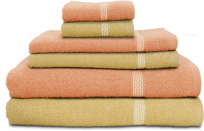 

Swiss Republic Cotton Bath, Hand & Face Towel Set(Pack of 6, Brown, Peach), Light brown;light pink
