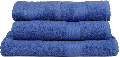 

Trident Cotton 400 GSM Bath, Hand Towel Set(Pack of 4, Dark Blue), Midnight blue