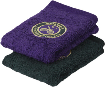 

Wimbledon Cotton Face Towel(Pack of 2, Multicolor), Green;purple