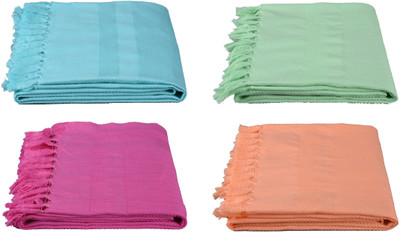 

Olivee Cotton 140 GSM Bath Towel(Pack of 4, Multicolor), Green