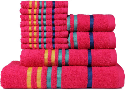 

Casa Copenhagen Cotton 475 GSM Bath Towel Set(Pack of 12, Pink), Hot pink