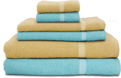 

Swiss Republic Cotton Bath, Hand & Face Towel Set(Pack of 6, Light Blue, Brown), Light blue;light brown