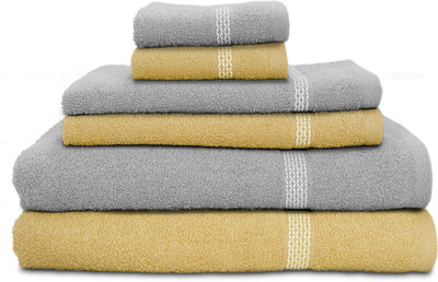 

Swiss Republic Cotton Bath, Hand & Face Towel Set(Pack of 6, Brown, Grey), Light brown;light grey