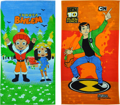 

BEN 10 and Chhota Bheem Cotton 350 GSM Bath Towel(Pack of 2, Multicolor)