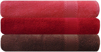 

Akin Cotton 450 GSM Bath Towel(Pack of 3, Peach, Red, Brown), Brown;peach;red