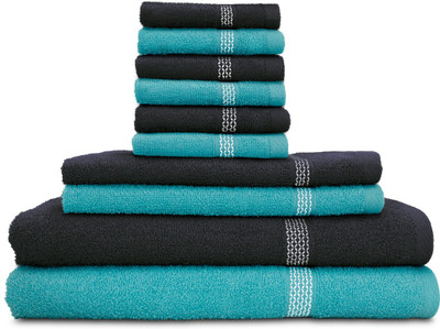 

Swiss Republic Cotton Bath, Hand & Face Towel Set(Pack of 10, Light Blue, Grey), Dark grey;light blue