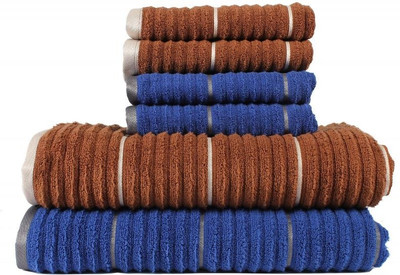 

Casa Copenhagen GSM Bath, Hand Towel Set(Pack of 6, Brown, Blue), Blue;brown