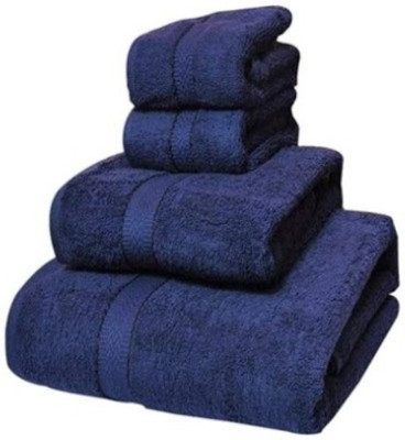 

Shopping Store Cotton GSM Bath, Hand Towel Set(Pack of 4, Dark Blue)