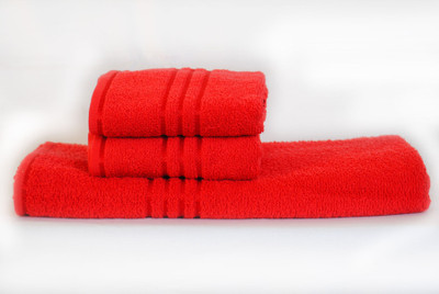 

Trident Cotton 380 GSM Bath, Hand Towel Set(Pack of 3, Red)