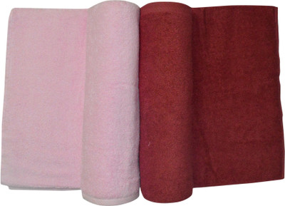 Bombay Dyeing Cotton 500 GSM Bath Towel(Pack of 2, Pink, Red)