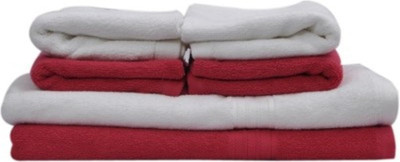 

Shopping Store Cotton 450 GSM Bath Towel(Pack of 6, Red, White)